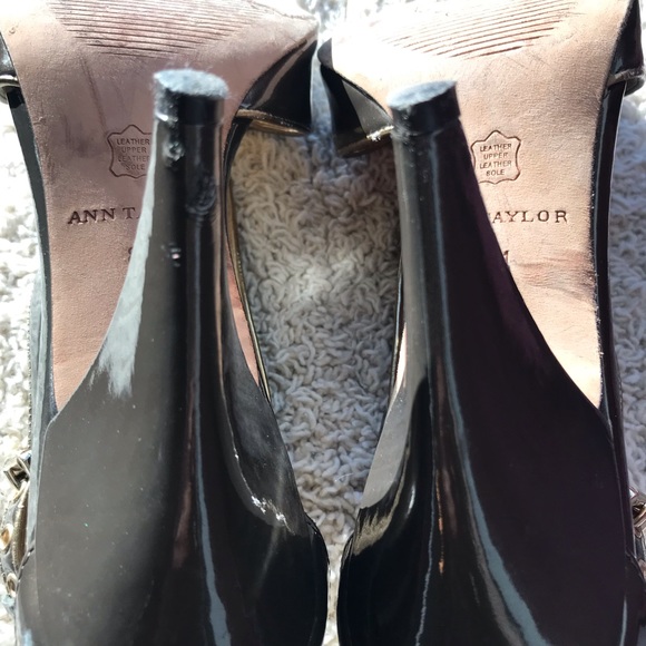 Ann Taylor Women’s Taupe Heels Open Toe Patent Leather Upper Leather Sole Sz 8 - Picture 9 of 10